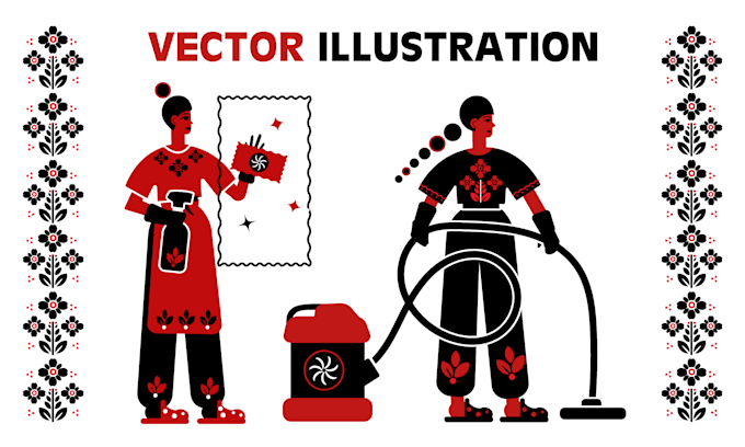 create unique flat illustration for website, app, animation