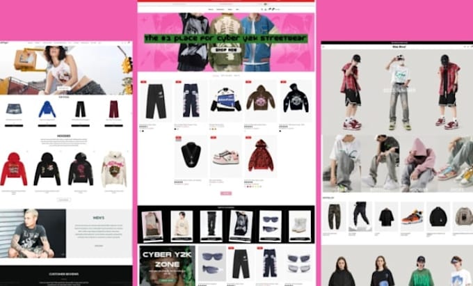 build y2k shopify store street wear clothing website y2k dropshipping website