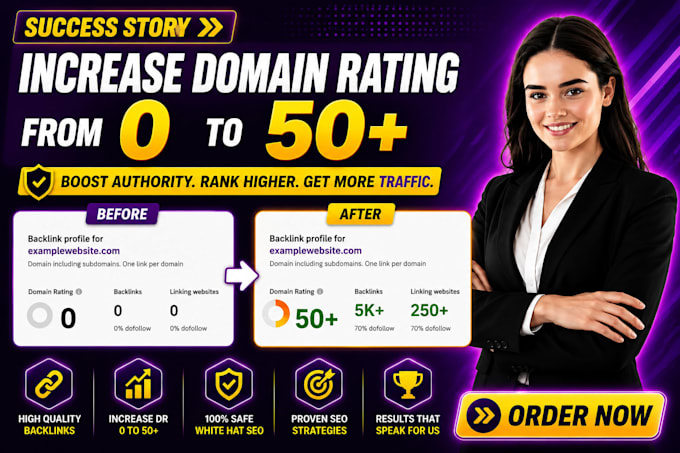 increase domain rating DR 50 ahrefs with dofollow backlinks