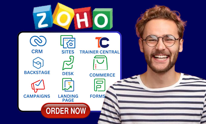 setup and customize zoho one, zoho sites, zoho commerce, trainer central, CRM