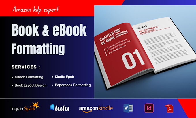 do book formatting for amazon KDP kindle ebook and paperback formatting