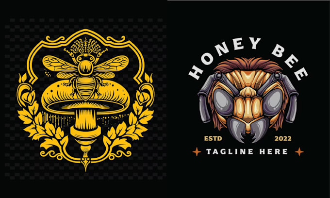 make hand drawn mascot honey bee logo