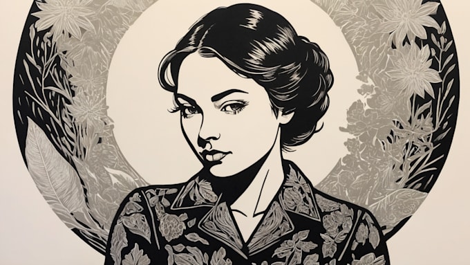 create a portrait print linocut
