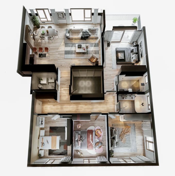 Create realistic 3d rendering and 3d floor plan by Arakotstudio | Fiverr