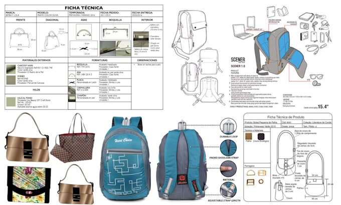 design fashion bag, purse, backpack and create a techpack