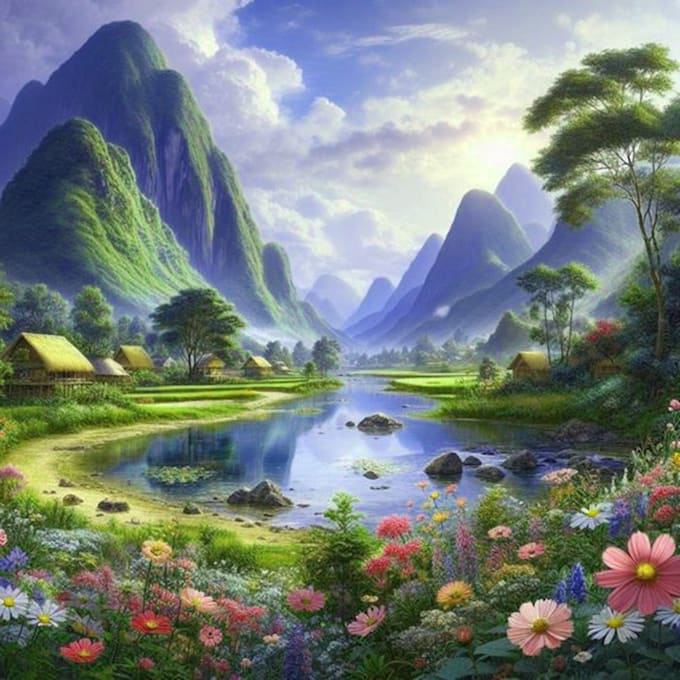 make color 2d landscapes, backgrounds, illustration design