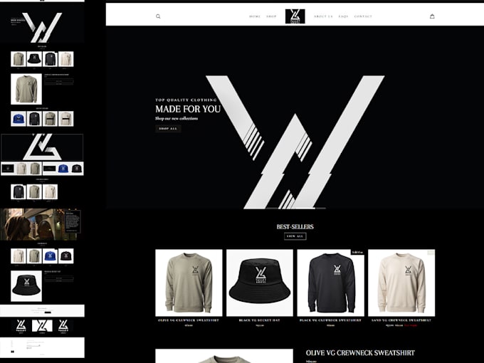design clothing website, streeetwear shopify store for clothing brand with logo