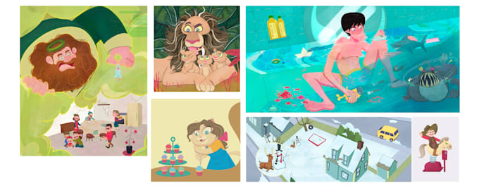 draw whimsical children book illustration and cover