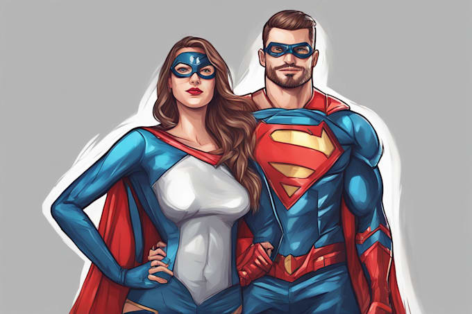 draw amazing couple superhero character