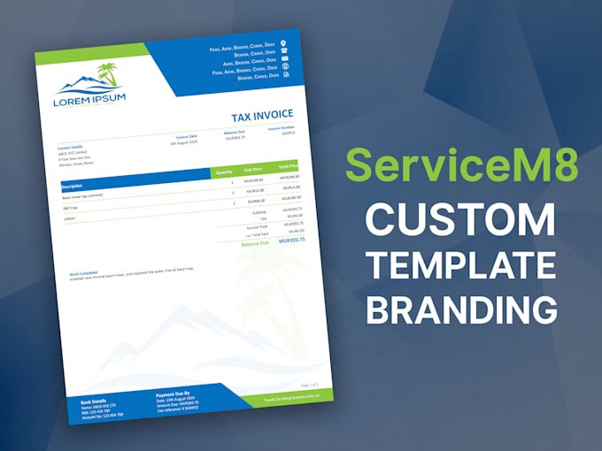 do servicem8 custom invoice template design