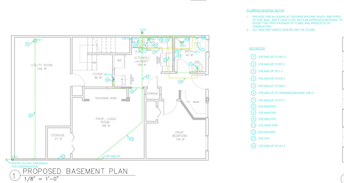 draw technical drawing for your plumbing floor plan, riser diagram autocad 2d