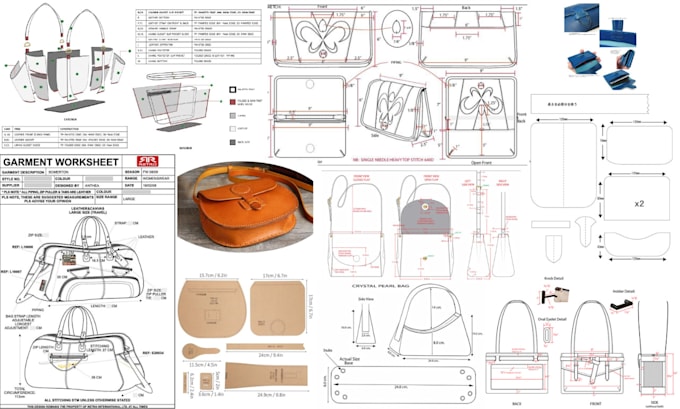 do fashion handbag, backpack, bag pattern, tech pack and belt accessories design