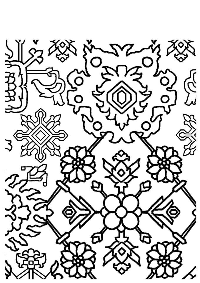 design a hand drawn carpet, rug, or textile pattern