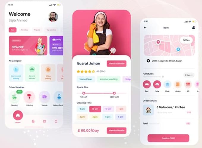 develop a handyman app, home service app, handyman website with admin panel