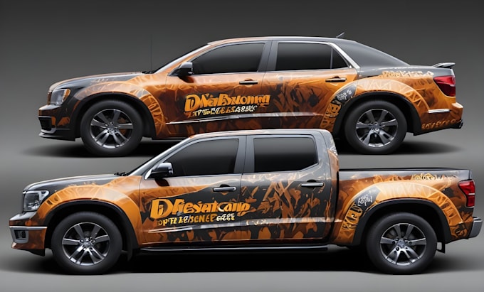 design a custom vehicle wrap, cars, pickups, trailers design