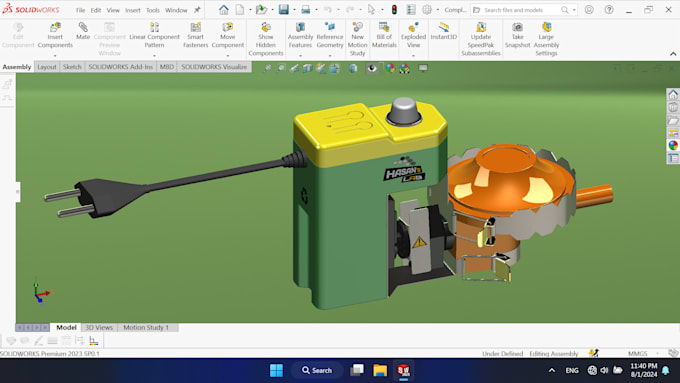 create mechanical 3d model any 2d drowning with solidworks