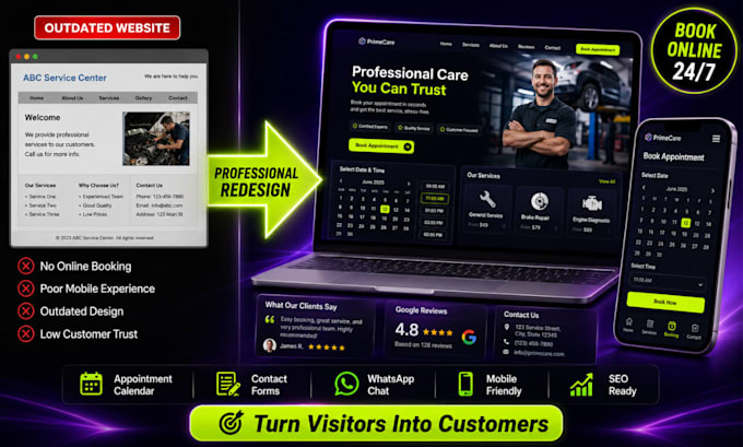 design booking website for salon clinic restaurant hotel and service business