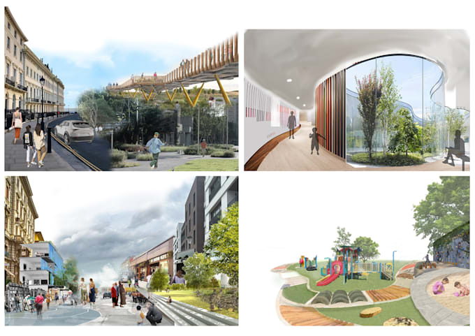 design architectural collages, axons, and diagrams for you