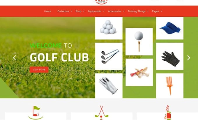 design golf shopify store sport accessories website golf shopify club website