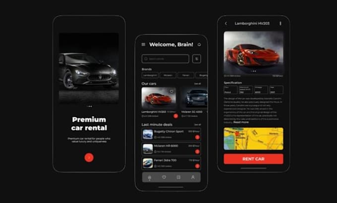 develop cross platform car rental app, luxury car rental app