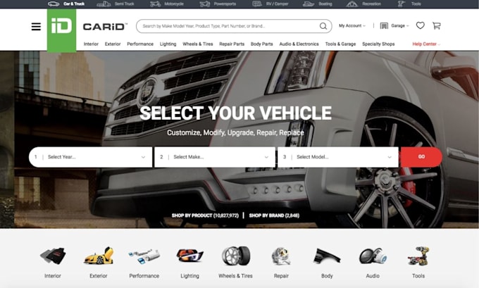 develop auto part ecommerce website engine part wheels tires store auto website