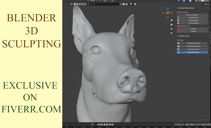 do unique 3d bust model sculpted in blender