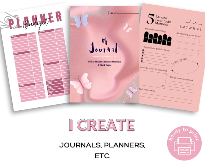design digital and printable planners and journals