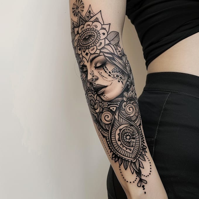 do a a full sleeve tattoo design unique modern