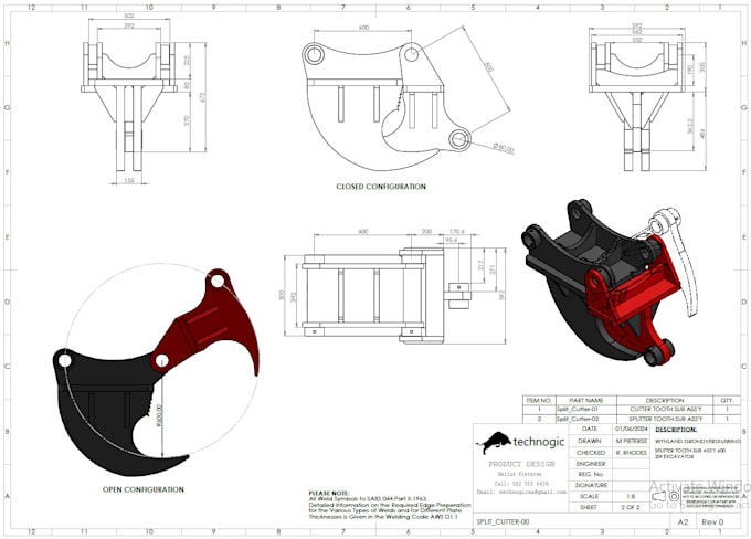 Make 2d technical and manufacturing drawing of 3d cad model in ...