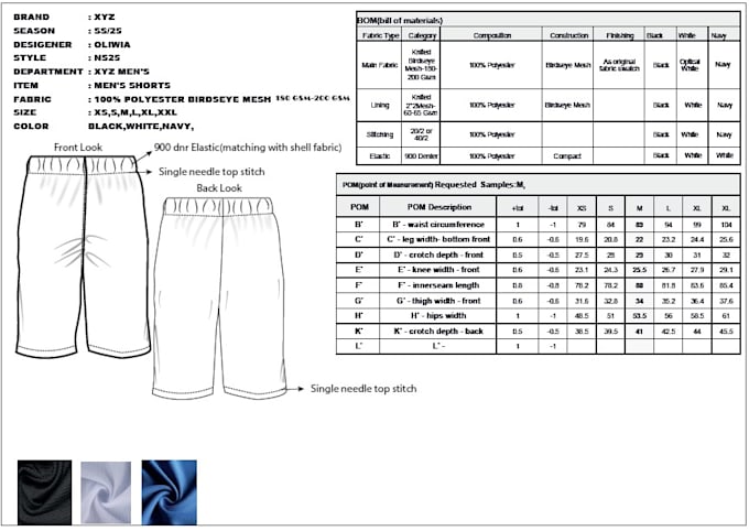 create garments tech packs as documents