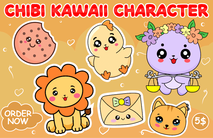 Draw custom cute kawaii sticker designs cartoon logo characters ...