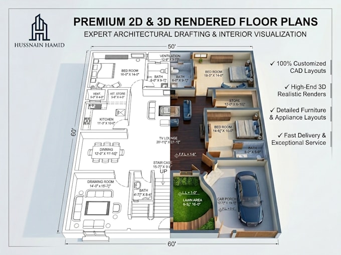 draw 2d architectural plan