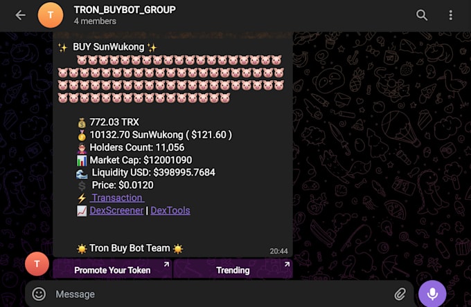 make sumpump and pump swap bot on solana, ton, sui