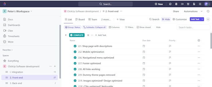 schedule, chart and track tasks on clickup and help in clickup automation