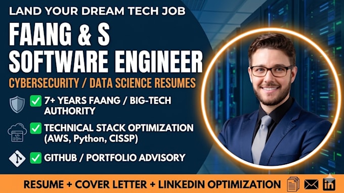 write a faang software engineering, cybersecurity, or data science resume