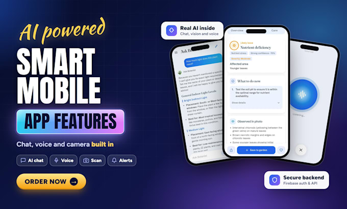 develop a flutter app for android and ios with firebase and ai