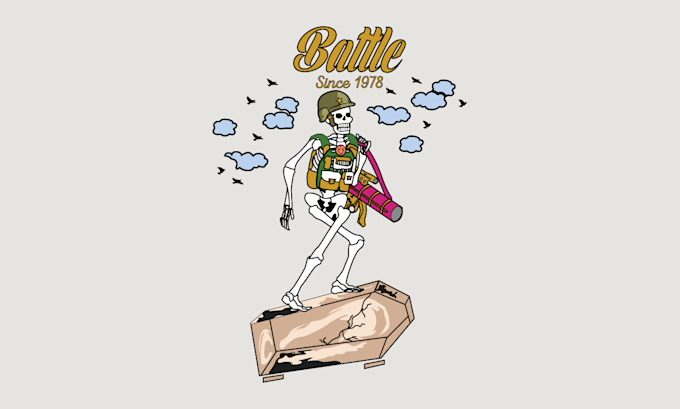 draw custom skull and skeleton t shirt design illustration