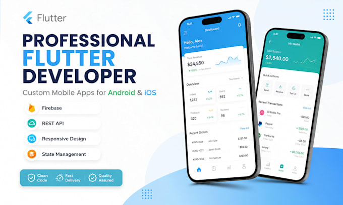 develop flutter app for android ios with firebase