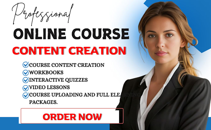 create online course content, ecourse, workbook, elearning video course creation