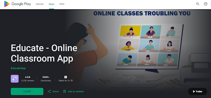 build school website education online course website with kids elearning app