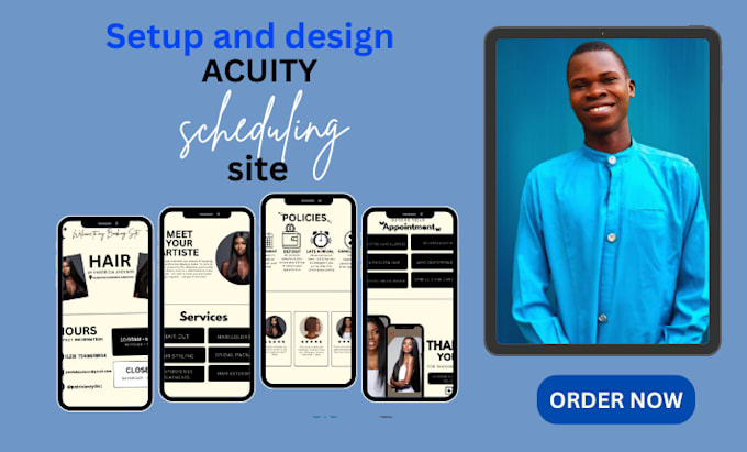 design, setup or revamp your acuity scheduling, booking appointments, calendly