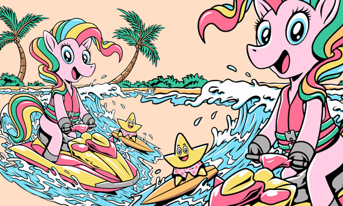 draw fun active illustration for kids