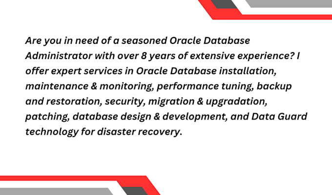 install, upgrade, migrate, tune,  secure oracle database for optimal performance