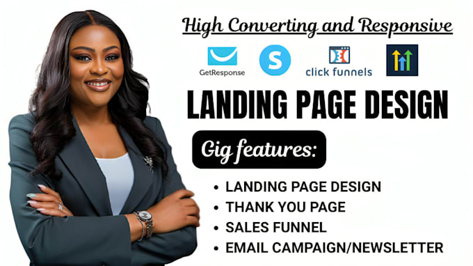 design getresponse, clickfunnel, systeme io landing page, sales funnel