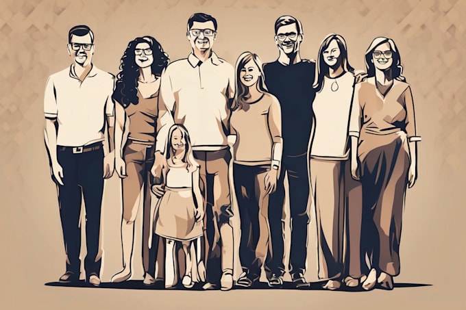 draw a vector art family portrait