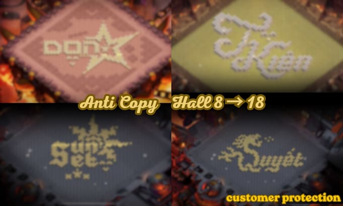 design the most beautiful name base using wall in coc