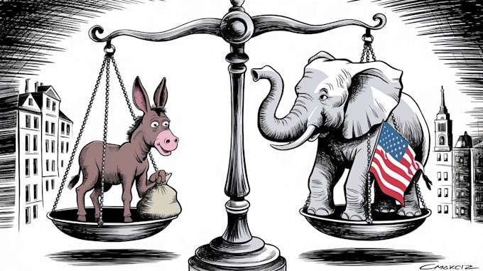 create a political or satirical cartoon