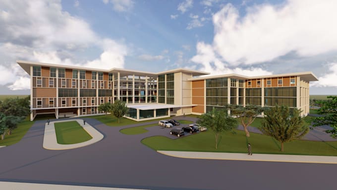 create large scale architectural 3d model and landscaping