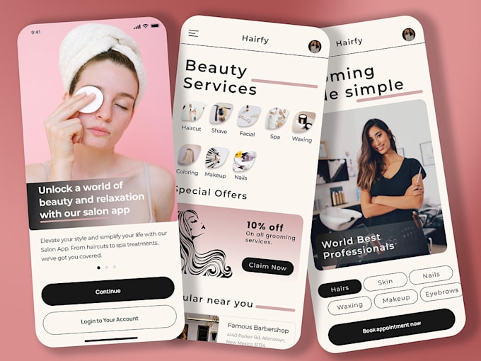 develop salon app, spa app, beauty app for android and ios