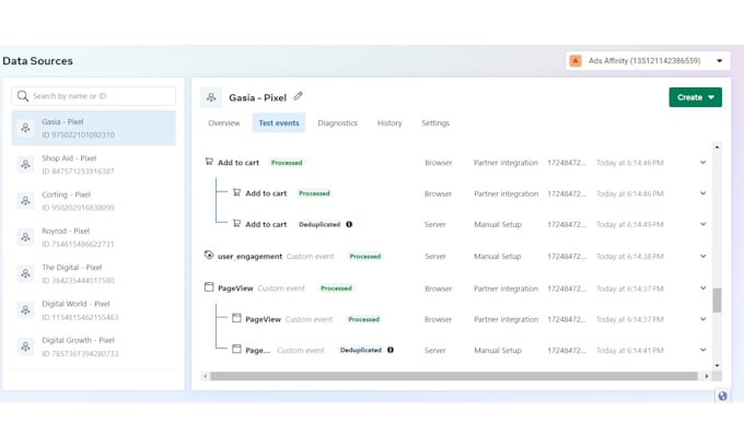 setup facebook pixel conversion API, fix meta pixel, google analytics 4 via GTM